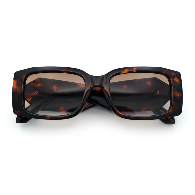 Womens Luxury Narrow Rectangle Designer Plastic Thick Arm Sunglasses