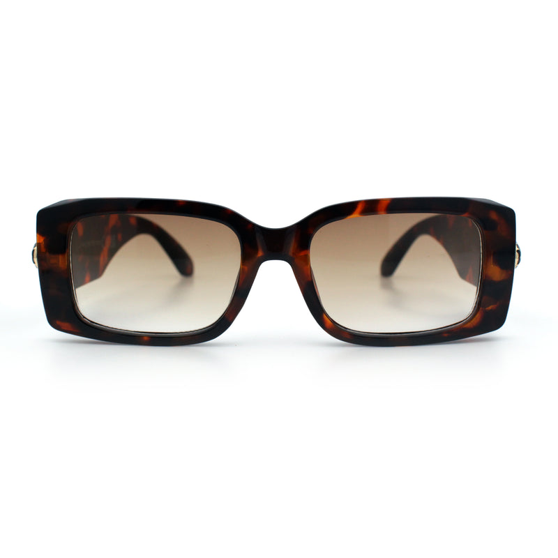 Womens Luxury Narrow Rectangle Designer Plastic Thick Arm Sunglasses