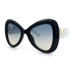 Womens Large Mod Thick Plastic Bow Tie Butterfly Chic Fashion Sunglasses