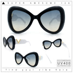 Womens Large Mod Thick Plastic Bow Tie Butterfly Chic Fashion Sunglasses