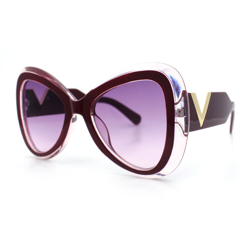 Womens Large Mod Thick Plastic Bow Tie Butterfly Chic Fashion Sunglasses