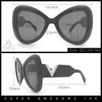 Womens Large Mod Thick Plastic Bow Tie Butterfly Chic Fashion Sunglasses