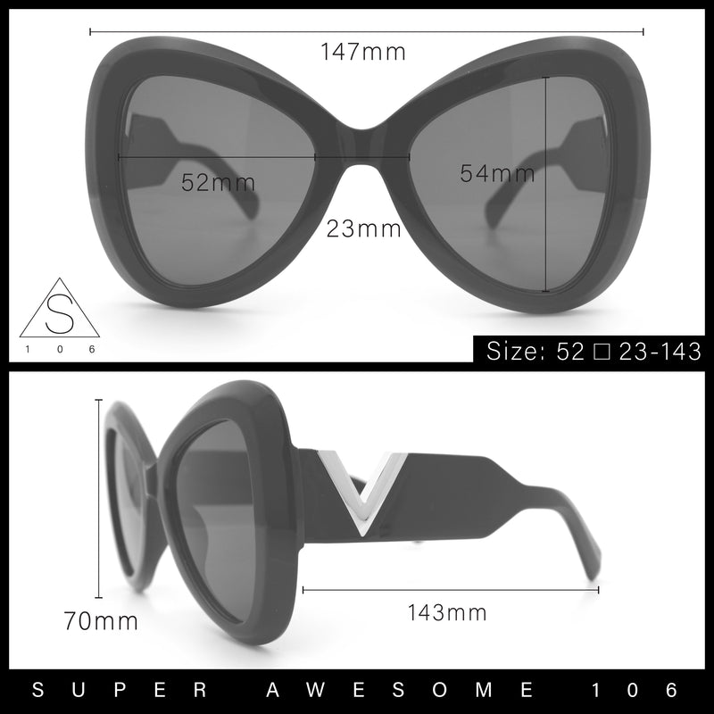 Womens Large Mod Thick Plastic Bow Tie Butterfly Chic Fashion Sunglasses