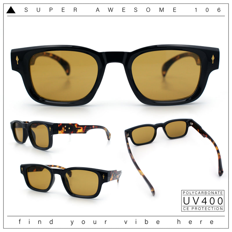 Gentlemanly Hipster Narrow Rectangle Horn Rim Mens Plastic Sunglasses
