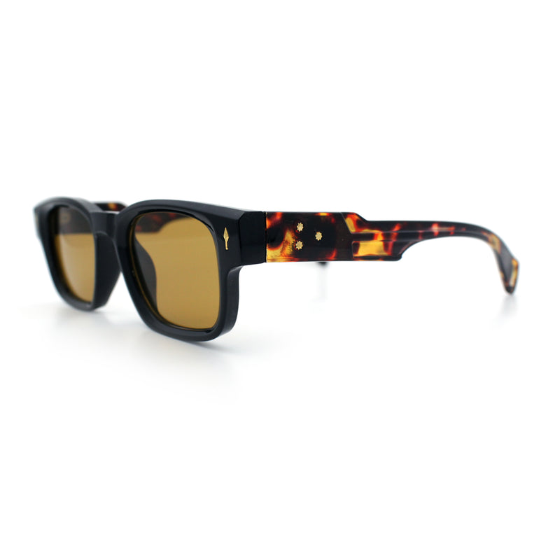 Gentlemanly Hipster Narrow Rectangle Horn Rim Mens Plastic Sunglasses