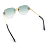 Womens Crucifix Cross Bling Rimless Rectangular Metal Frame Sunglasses