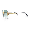 Womens Crucifix Cross Bling Rimless Rectangular Metal Frame Sunglasses