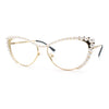 Womens Luxe Pearl Jewel Trim Classic Cat Eye Metal Rim Sunglasses