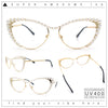 Womens Luxe Pearl Jewel Trim Classic Cat Eye Metal Rim Sunglasses