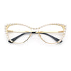Womens Luxe Pearl Jewel Trim Classic Cat Eye Metal Rim Sunglasses
