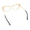 Womens Luxe Pearl Jewel Trim Classic Cat Eye Metal Rim Sunglasses