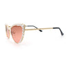 Womens Luxe Pearl Jewel Trim Classic Cat Eye Metal Rim Sunglasses
