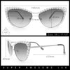 Womens Luxe Pearl Jewel Trim Classic Cat Eye Metal Rim Sunglasses