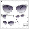 Womens Luxe Pearl Jewel Trim Classic Cat Eye Metal Rim Sunglasses