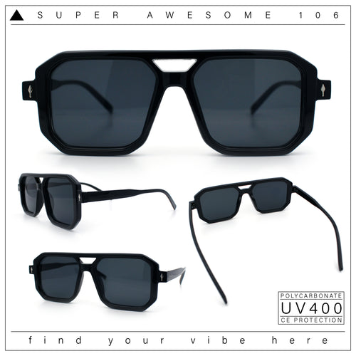 Mens Squared Rectangular Racer Plastic Urban Hipster Sunglasses