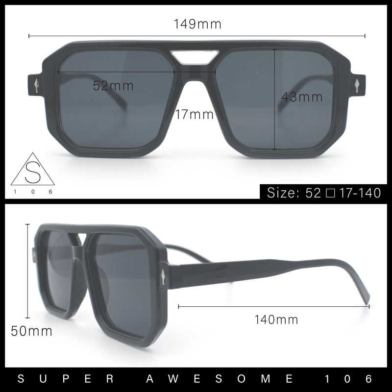 Mens Squared Rectangular Racer Plastic Urban Hipster Sunglasses