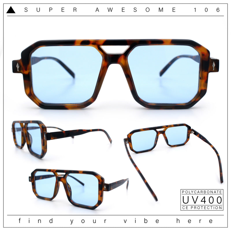 Mens Squared Rectangular Racer Plastic Urban Hipster Sunglasses