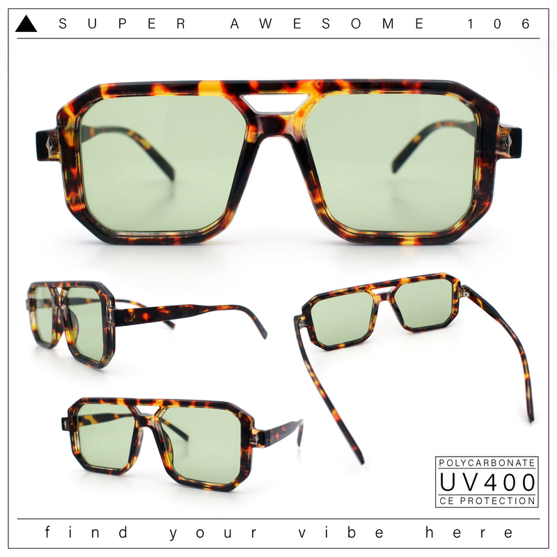 Mens Squared Rectangular Racer Plastic Urban Hipster Sunglasses