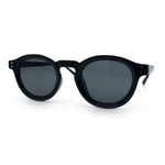 Gentlemanly Keyhole Beveled Round Horn Rim Hipster Sunglasses