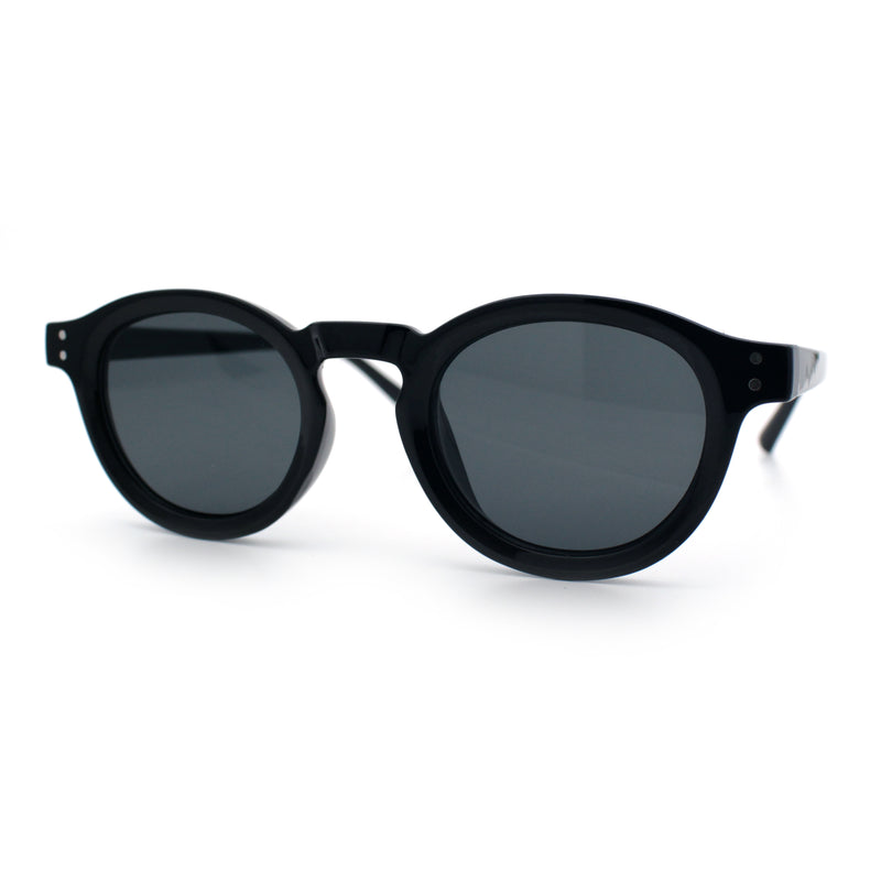 Gentlemanly Keyhole Beveled Round Horn Rim Hipster Sunglasses