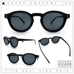 Gentlemanly Keyhole Beveled Round Horn Rim Hipster Sunglasses