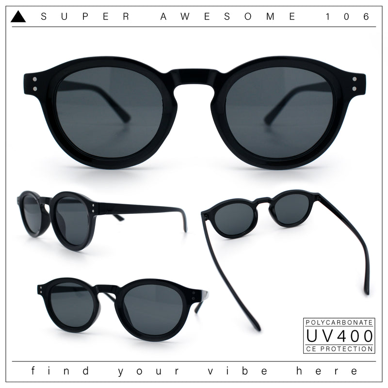 Gentlemanly Keyhole Beveled Round Horn Rim Hipster Sunglasses