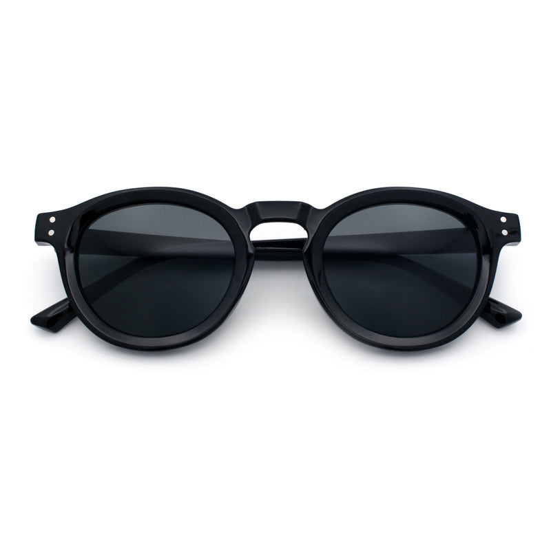 Gentlemanly Keyhole Beveled Round Horn Rim Hipster Sunglasses