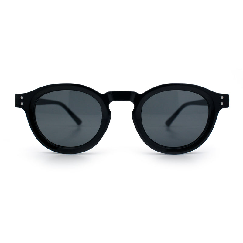 Gentlemanly Keyhole Beveled Round Horn Rim Hipster Sunglasses