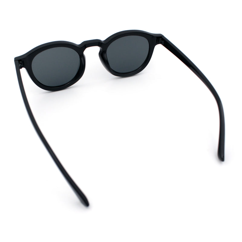 Gentlemanly Keyhole Beveled Round Horn Rim Hipster Sunglasses