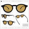 Gentlemanly Keyhole Beveled Round Horn Rim Hipster Sunglasses