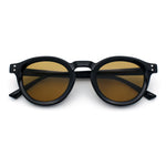 Gentlemanly Keyhole Beveled Round Horn Rim Hipster Sunglasses