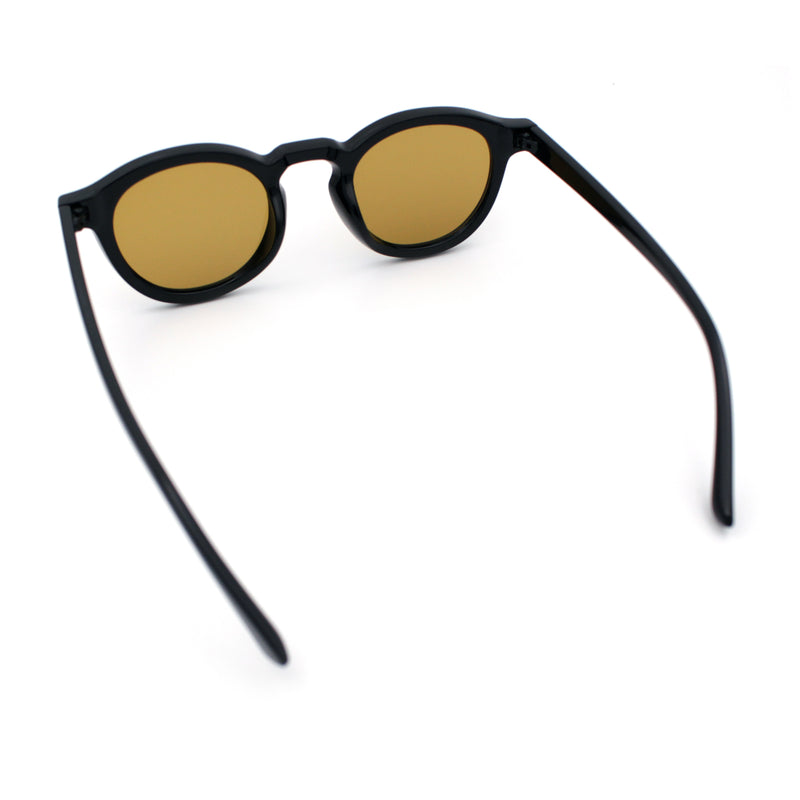 Gentlemanly Keyhole Beveled Round Horn Rim Hipster Sunglasses