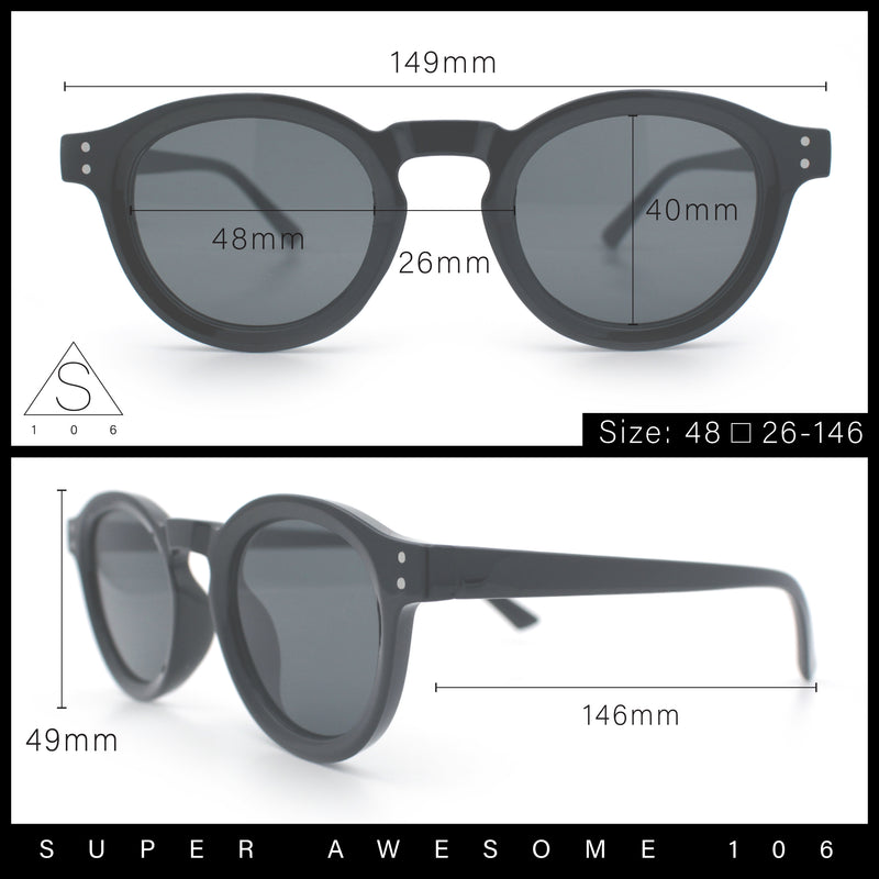 Gentlemanly Keyhole Beveled Round Horn Rim Hipster Sunglasses