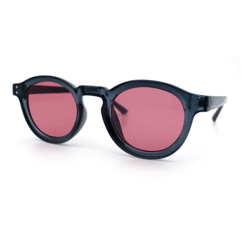 Gentlemanly Keyhole Beveled Round Horn Rim Hipster Sunglasses