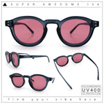 Gentlemanly Keyhole Beveled Round Horn Rim Hipster Sunglasses