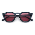 Gentlemanly Keyhole Beveled Round Horn Rim Hipster Sunglasses