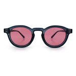 Gentlemanly Keyhole Beveled Round Horn Rim Hipster Sunglasses