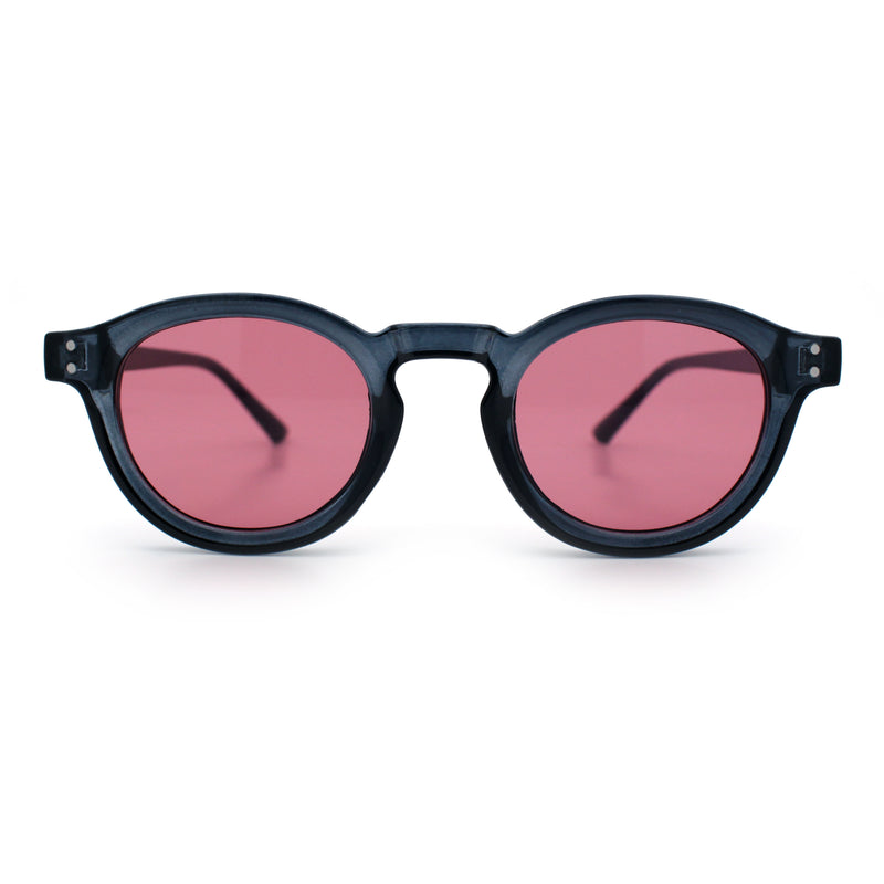Gentlemanly Keyhole Beveled Round Horn Rim Hipster Sunglasses