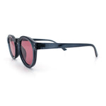 Gentlemanly Keyhole Beveled Round Horn Rim Hipster Sunglasses