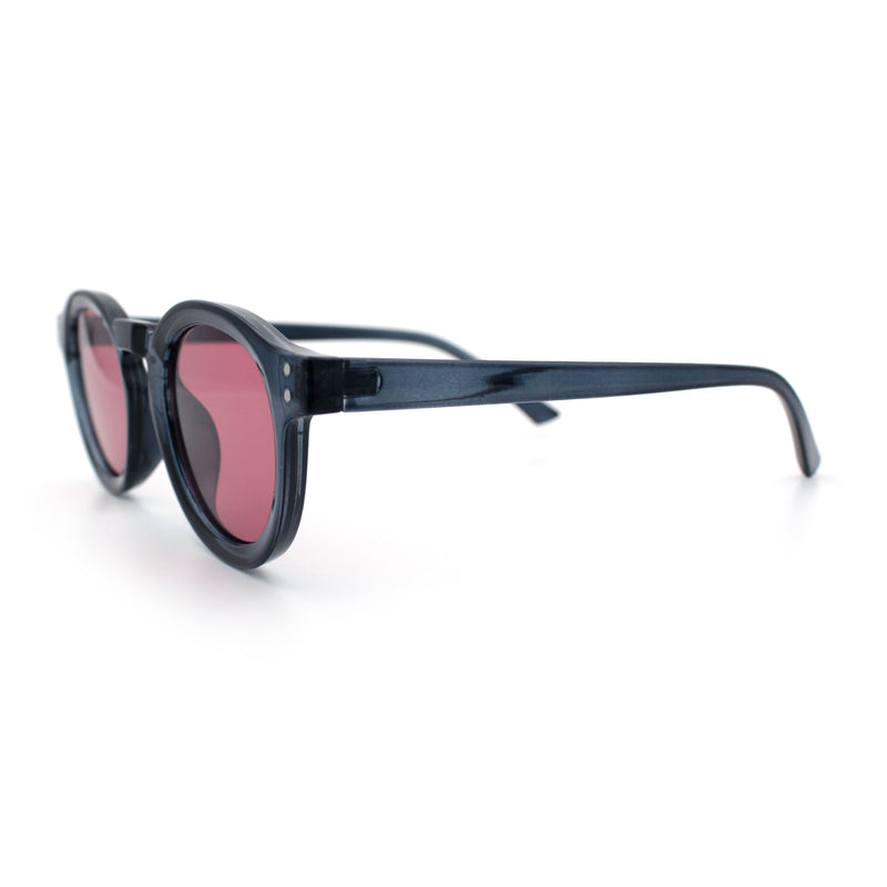 Gentlemanly Keyhole Beveled Round Horn Rim Hipster Sunglasses