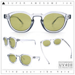 Gentlemanly Keyhole Beveled Round Horn Rim Hipster Sunglasses