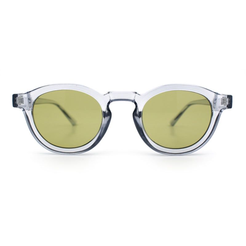Gentlemanly Keyhole Beveled Round Horn Rim Hipster Sunglasses