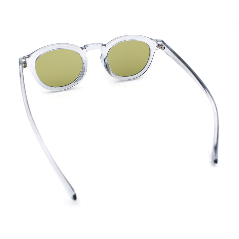 Gentlemanly Keyhole Beveled Round Horn Rim Hipster Sunglasses