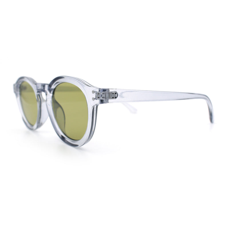 Gentlemanly Keyhole Beveled Round Horn Rim Hipster Sunglasses