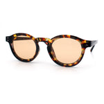 Gentlemanly Keyhole Beveled Round Horn Rim Hipster Sunglasses