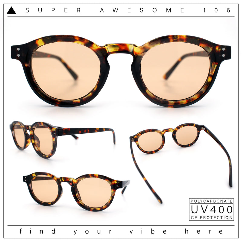 Gentlemanly Keyhole Beveled Round Horn Rim Hipster Sunglasses