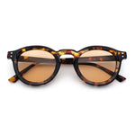 Gentlemanly Keyhole Beveled Round Horn Rim Hipster Sunglasses