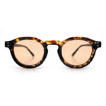 Gentlemanly Keyhole Beveled Round Horn Rim Hipster Sunglasses