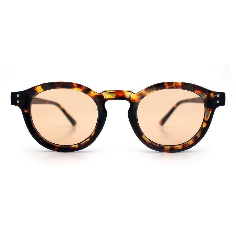 Gentlemanly Keyhole Beveled Round Horn Rim Hipster Sunglasses