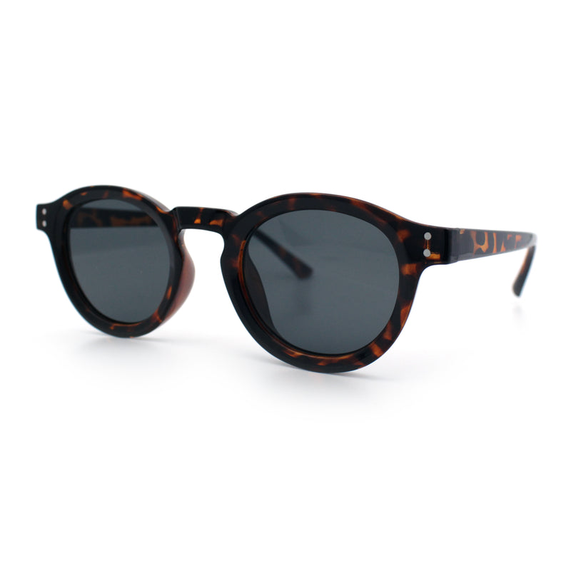 Gentlemanly Keyhole Beveled Round Horn Rim Hipster Sunglasses